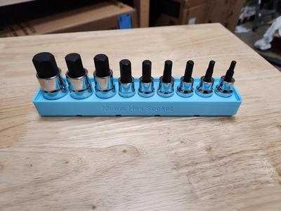 Gridfinity PITTSBURGH 3/8 in., 1/2 in. Drive Metric Hex Socket Set, 9 Piece holder