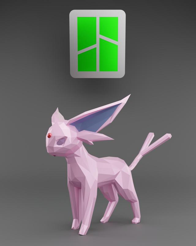 Low Poly Espeon - Fan Art (Bambu Project and Multi-Part Included)