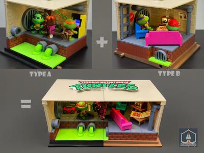 TMNT Sewer Living Room Diorama Modular (2 in 1)