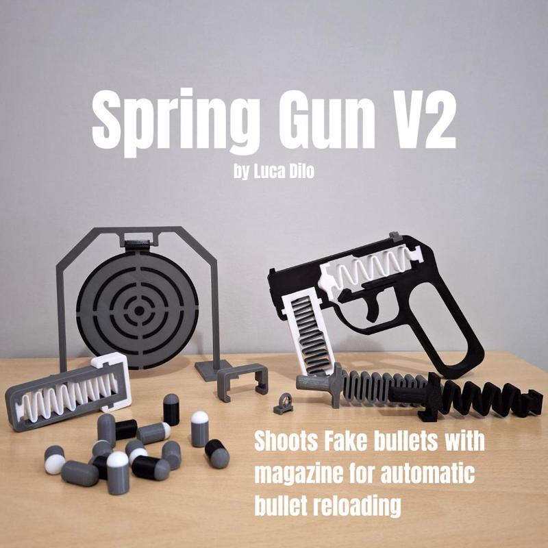 Spring Gun V2 - Shoots fake bullets with magazine