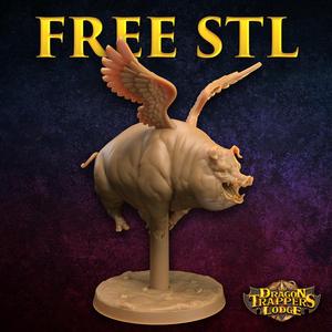 Free Flying Pig STL | PRESUPPORTED | Revenge of the Farmomancer