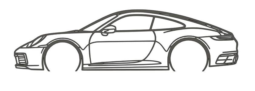 Porsche Carrera 911 (992) Silhouette Wall Art