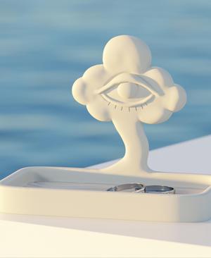 Eye Tree Tray – Surrealist Soap Dish or Organizer with Cloud & Eye Design