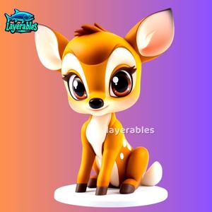 Chibi Bambi STL – Cute Disney-Inspired Fawn 3D Print Model – Animal Fan Art Figure