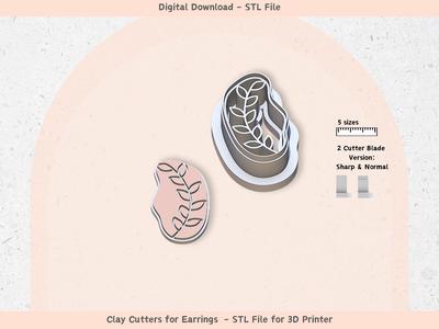 Boho Clay Cutter STL Set – 5 Sizes, 2 Blade Types | Modern Minimalist Polymer Clay Earring Cutters |