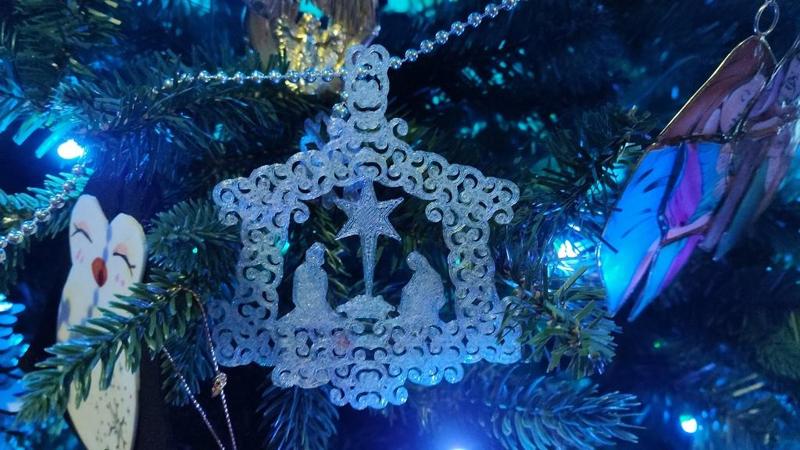 Christmas Nativity with a swirl filagree stable