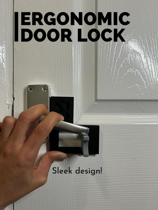 Ergonomic 3D-Printed Door Lock Add-On | Secure and Easy-to-Use Design