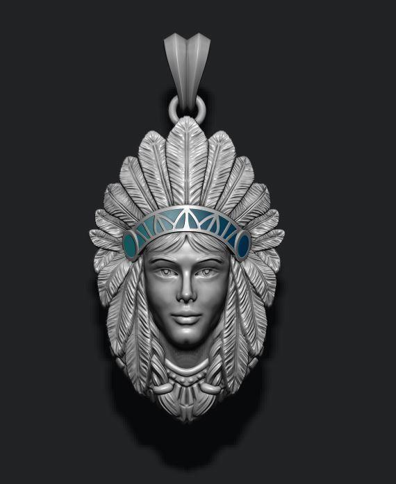 Native American Indian girl pendant