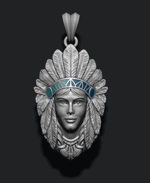 Native American Indian girl pendant