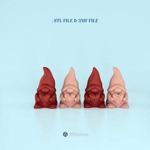 Gnomes Love 3D Print Stl Files - Valentines Heart Print Files - 3D Love Printable Models