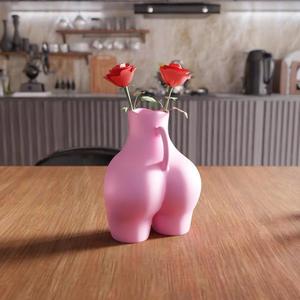 3D Woman Body Flower Vase STL File - Minimalist Body Art Vase, Sexy Butt Vase, Woman Line Art, Digital File, Nude Art, Modern Home Decor