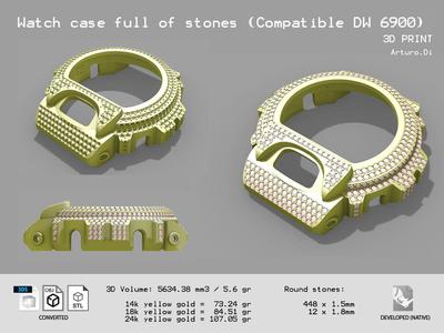 Watch case full of stones compatible with DW-6900