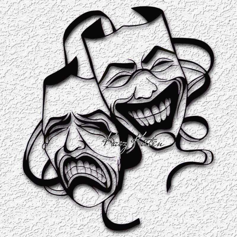 theater masks clown tragedy and comedy wall art home decor