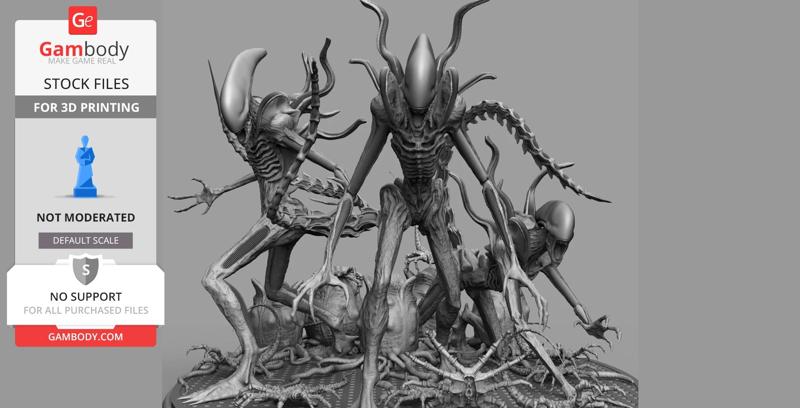Alien Xenomorph Slenders with Eggs and Facehuggers