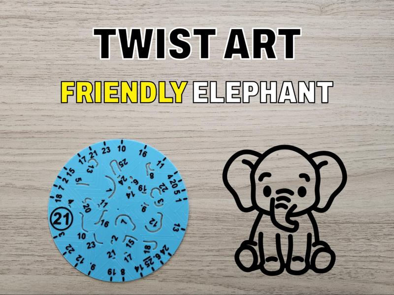 Rotary Drawing Stencil - Twist Art 21 Elephant