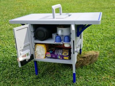 Mobile Box, Folding Table, Adjustable Feet