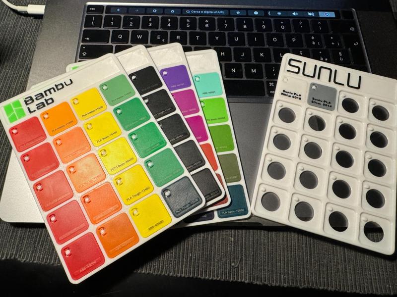 Bambu Lab Filament Swatch Board 5x4 Labeled