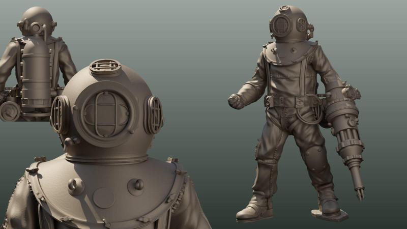 Diver Miniature Figure 3d print
