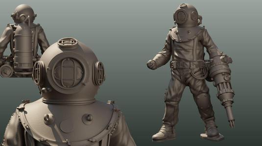 Diver Miniature Figure 3d print