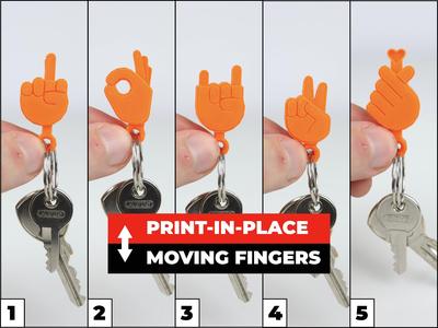 PRINT-IN-PLACE MOVING HAND SIGN KEYCHAINS 