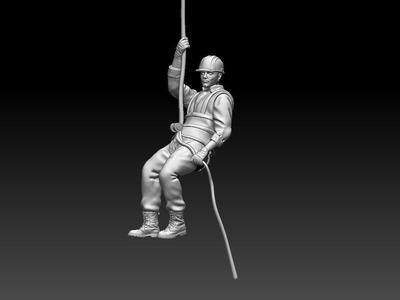 builder soldier hanging from rope