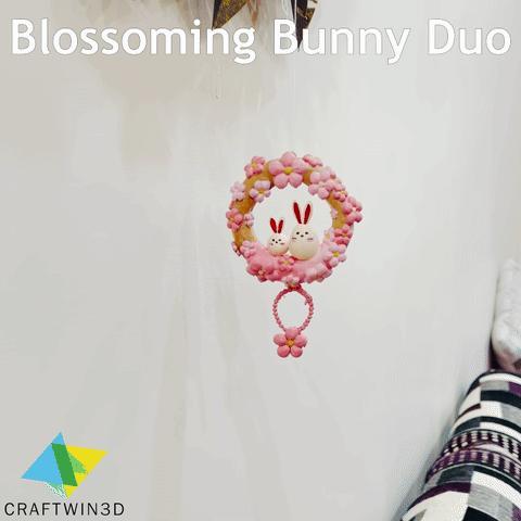 Blossoming Bunny Duo: A Hoppy Delight for Your Walls!