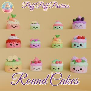 Kawaii Round Cakes Family