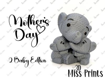 Knitted Elephant Mother & Babies (No4)