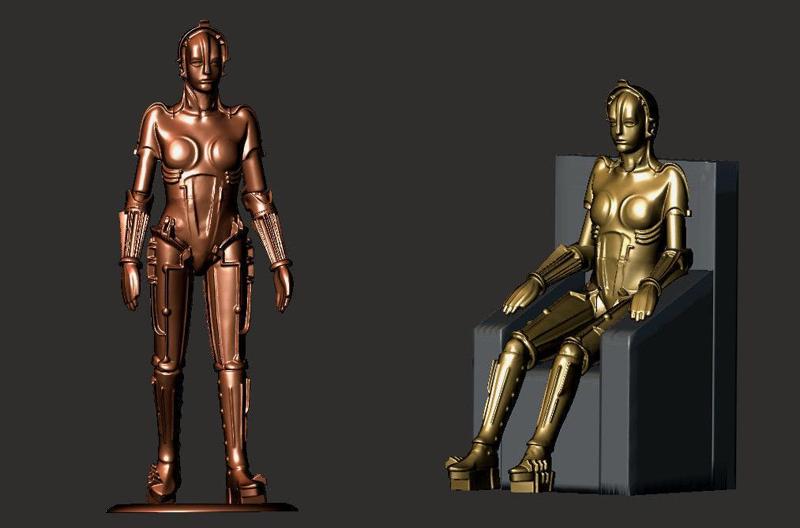 2x Maria robot toy soldiers from Metropolis