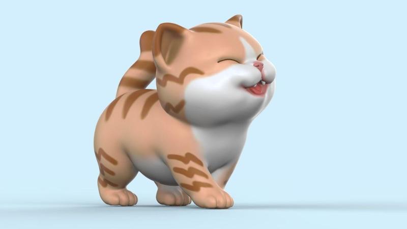 Cute Walking Kitten V2 STL for