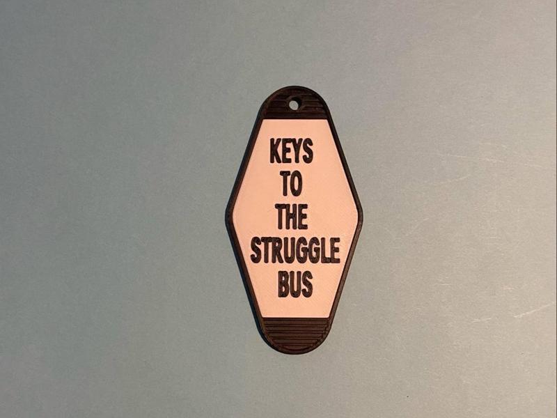 Retro Struggle bus motel keychain