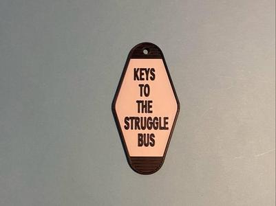 Retro Struggle bus motel keychain
