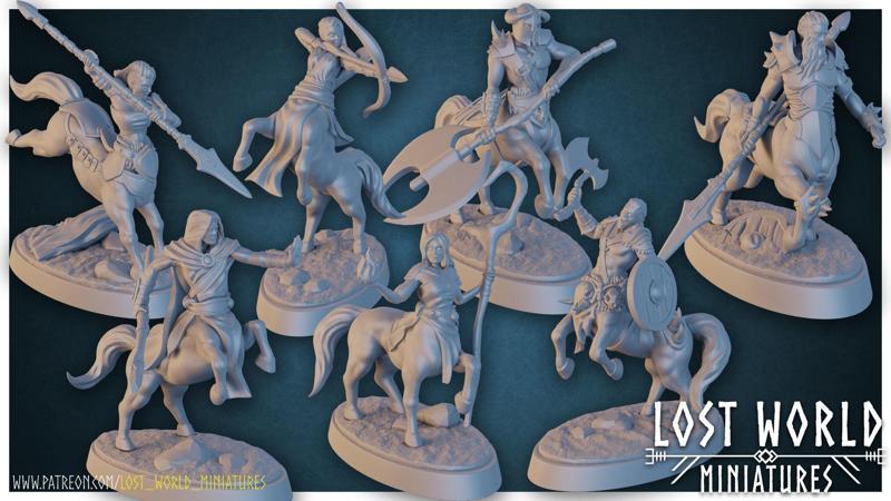 Centaur Miniatures set Supported- 3D Printable -
