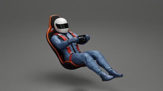 2 Models - Racing Driver Sitting in Touring Car Cockpit with Racing Suit and seat