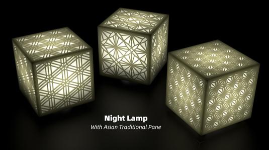 Night Lamp With Asian Traditional Pane