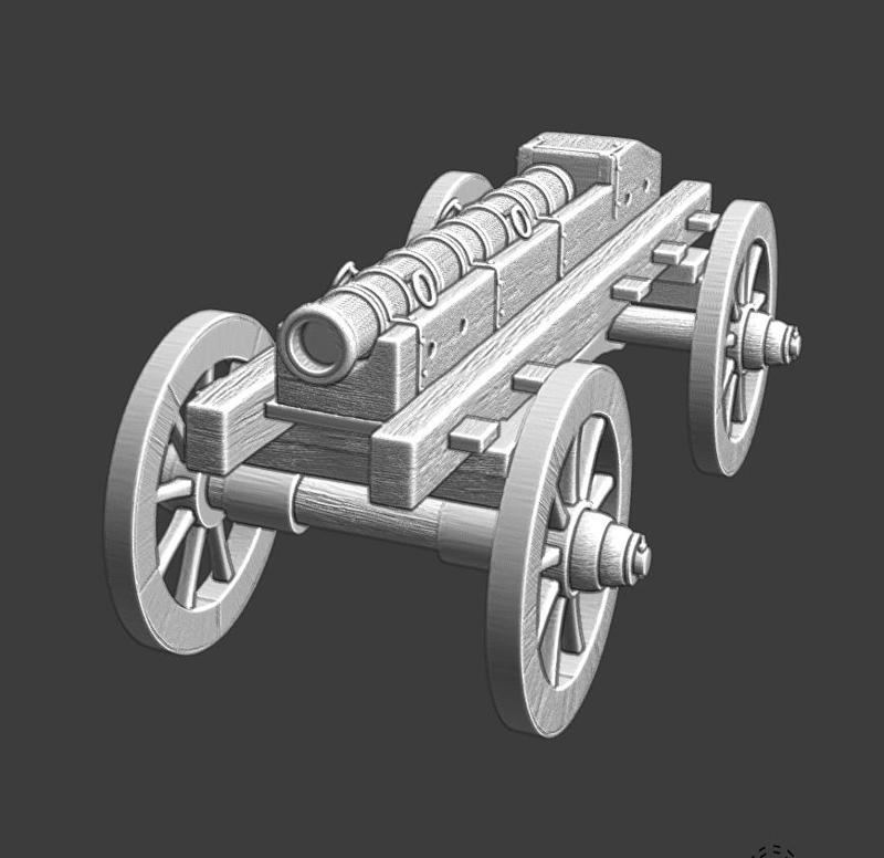 Medieval 4-wheeled cannon