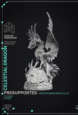 Celestial Dragon - Dragon Lord - PRESUPPORTED - Illustrated and Stats - 32mm scale