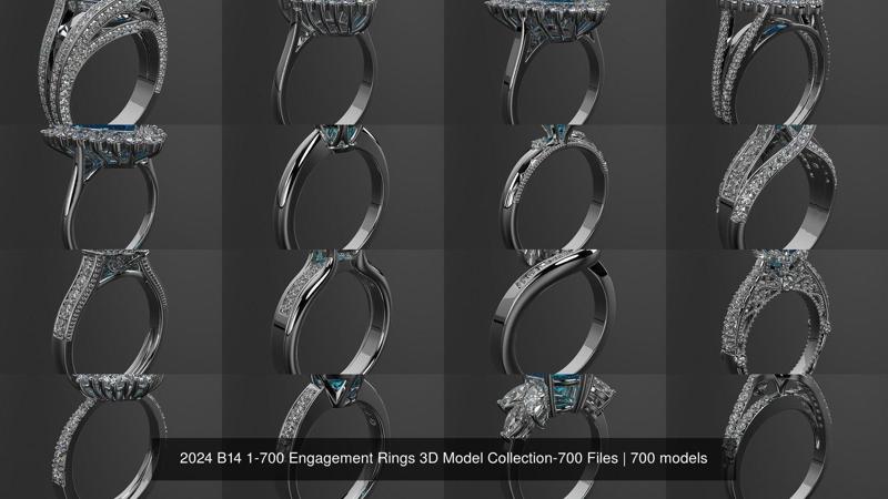 2024 B14 1-700 Engagement Rings 3D Model Collection-700 Files