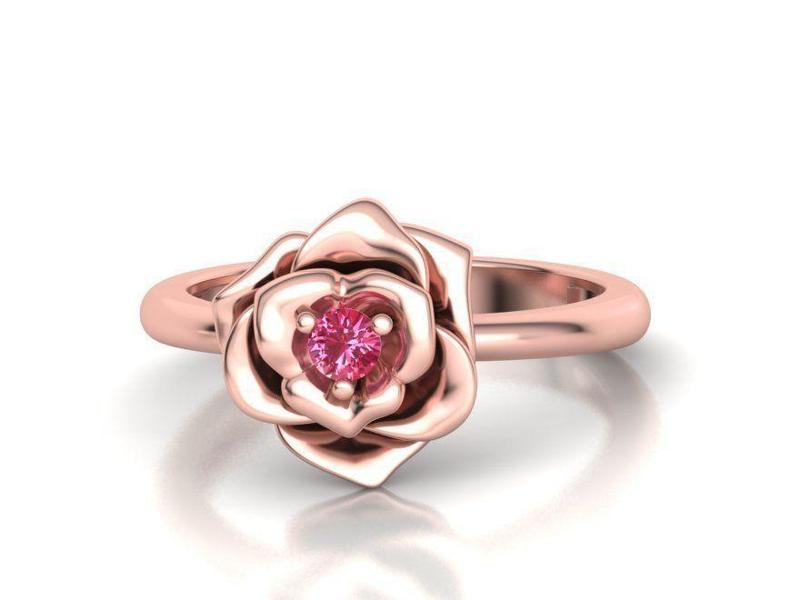 Flower Engagement ring 3mm stone