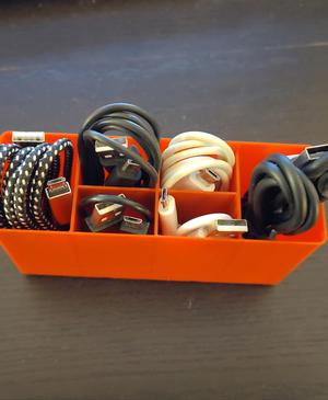 Gridfinity 6 Compartment USB Cable Bin (hollow bottom for space)