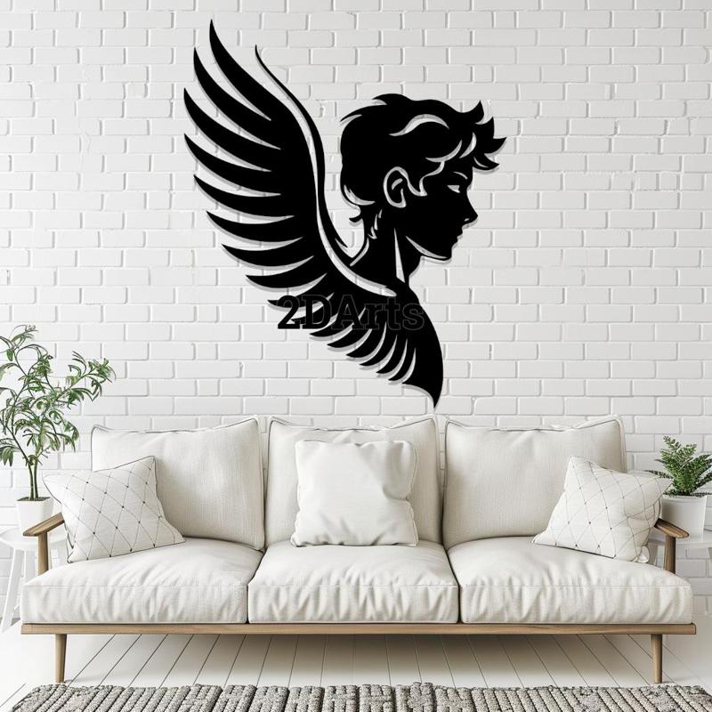 Male Angel Silhouette STL File for 3D Printing and Laser Cutting