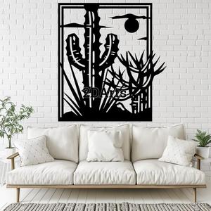 Desert Cactus 2D Wall Art/Window Art - Digital STL & SVG File for 3D Printing or Laser Cutting