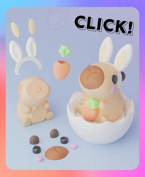 Capybara Bunny Ear Clicker & Keychain (Separated Parts)