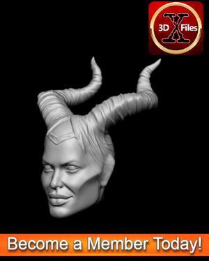 Maleficent Disney Villian Head Sculpt - 3D Print File STL