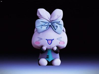 Cinnamoroll x Hatsune Miku Chibi Cosplay 3D Print Model - Adorable Fan Art Figure