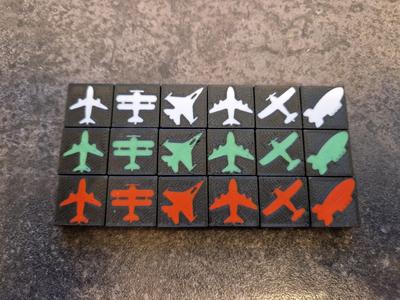 Aviation Tyles with aircrafts, planes, zeppelin with size of "Qwirkle Travel Edition"