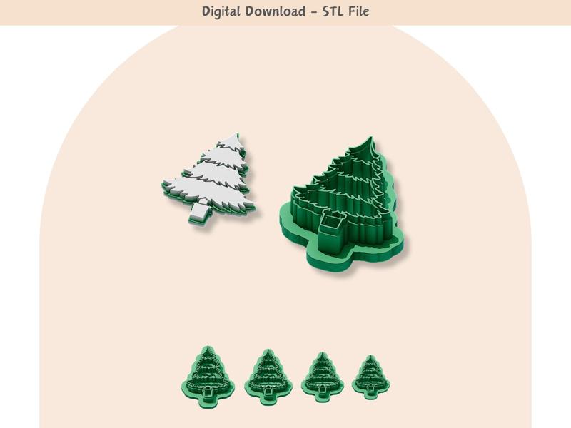 Christmas Tree Clay Cutter for Polymer Clay | Digital STL File | Clay Tools | 4 Sizes