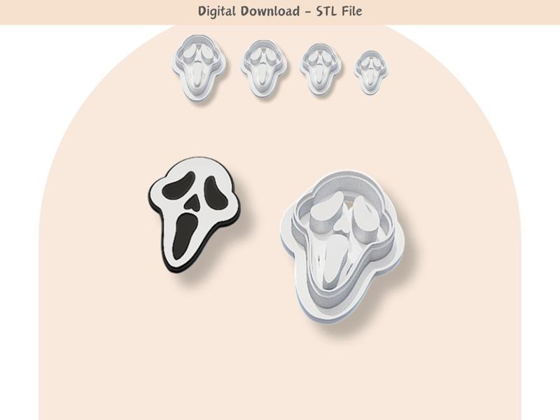 Halloween Scream Clay Cutter for Polymer Clay | Digital STL File | Clay Tools | 4 Sizes Halloween