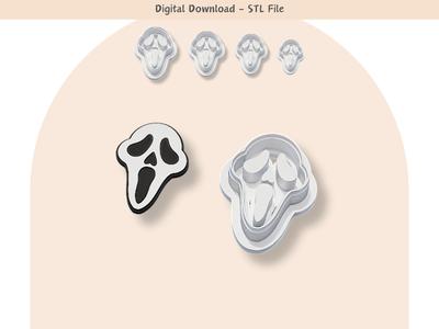 Halloween Scream Clay Cutter for Polymer Clay | Digital STL File | Clay Tools | 4 Sizes Halloween