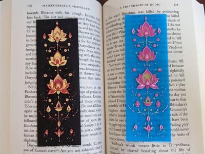 Rangoli Bookmark #3 (Lotus and Lamps)
